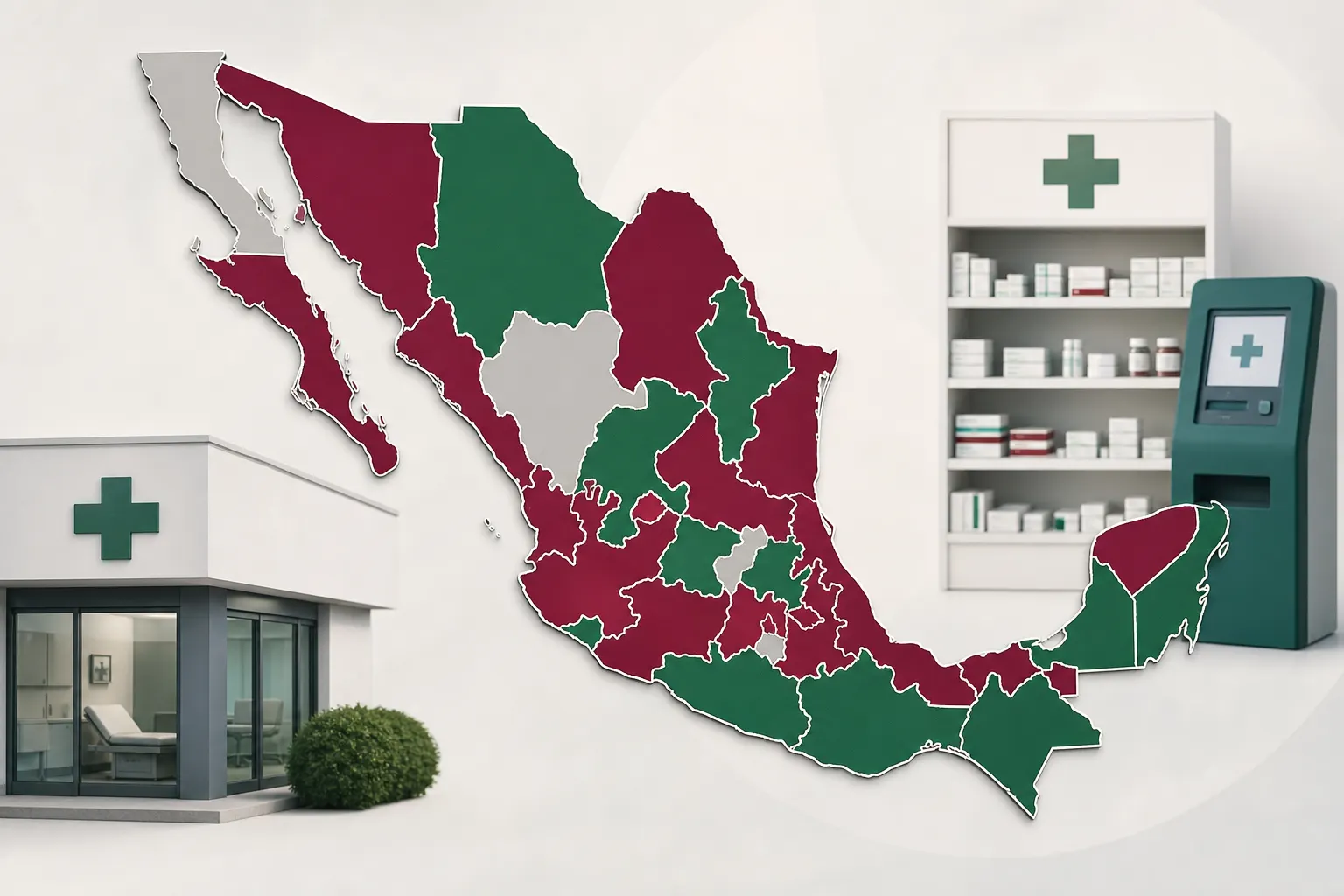 Mapa de los 24 estados donde se desplegarán consultorios del Servicio Universal de Salud y Farmacias del Bienestar