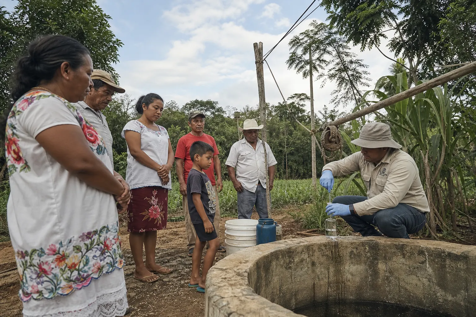 Comunidad maya de Hopelchén participa en el monitoreo de un pozo de agua