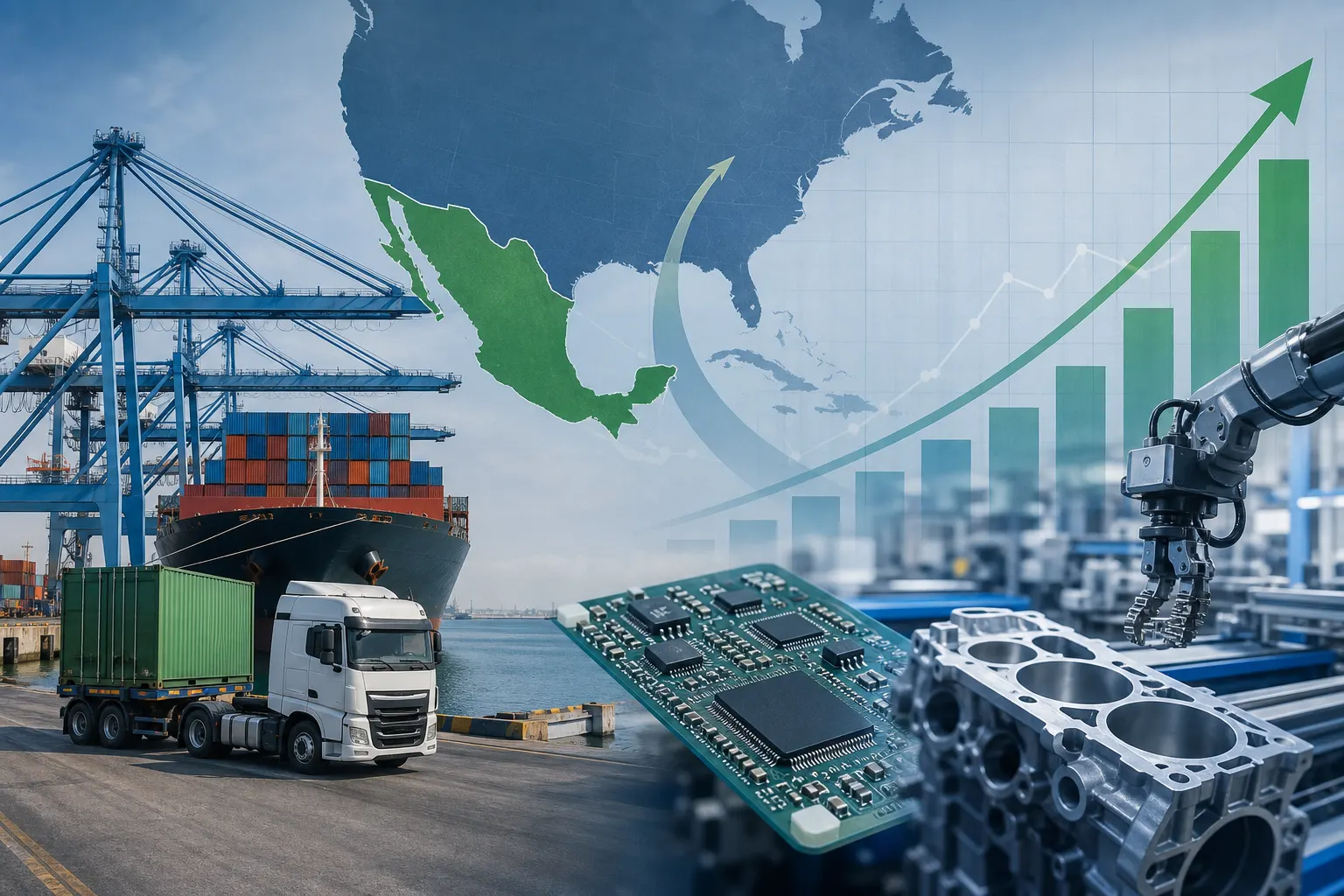 Contenedores y componentes electrónicos representan el crecimiento de las exportaciones mexicanas en agosto de 2026