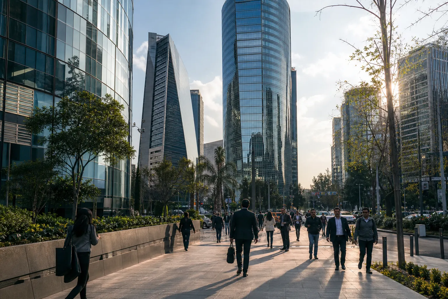 Actividad económica y edificios financieros en Ciudad de México