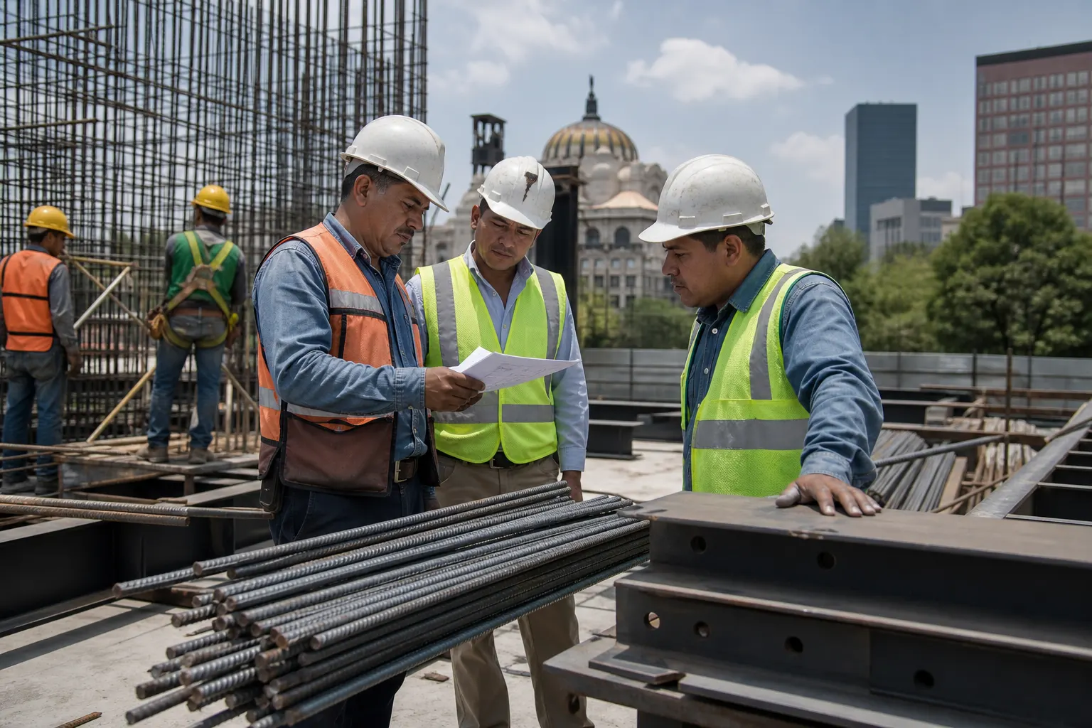 Acero mexicano utilizado en una obra pública en construcción