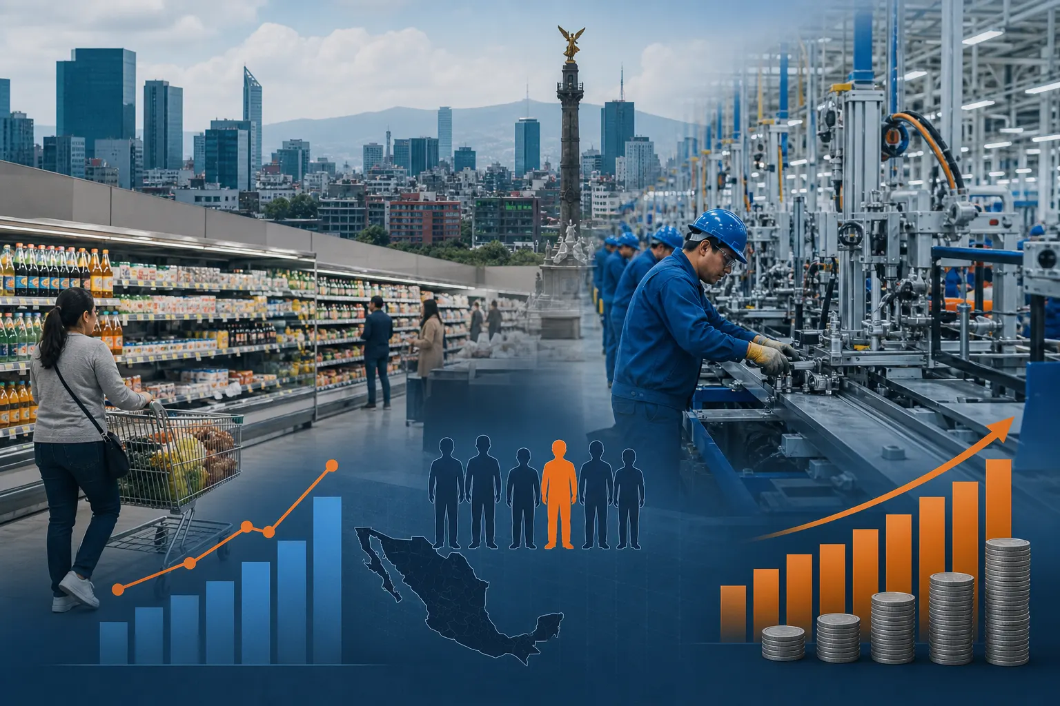 Consumo privado y producción manufacturera en México durante agosto y julio de 2026