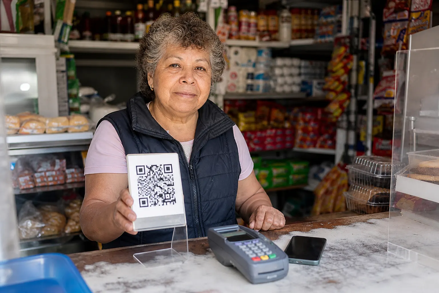 Pequeña tienda de abarrotes en Ciudad de México con opciones de pago digital