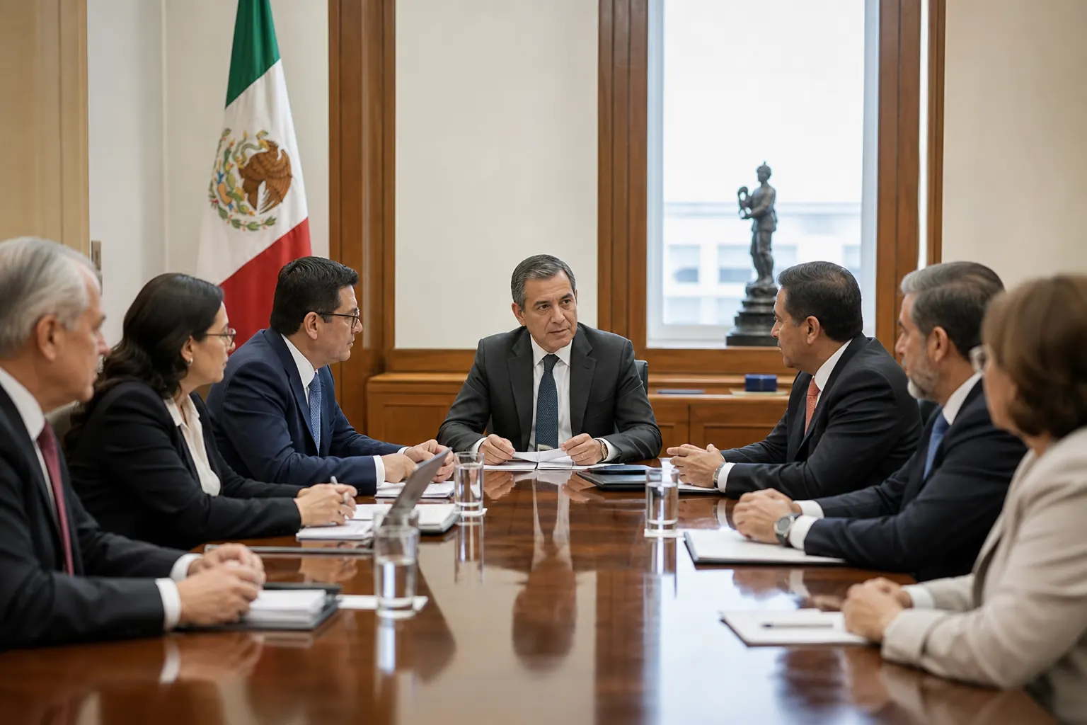 Funcionarios de Hacienda y representantes empresariales durante el diálogo sobre el Paquete Económico 2027