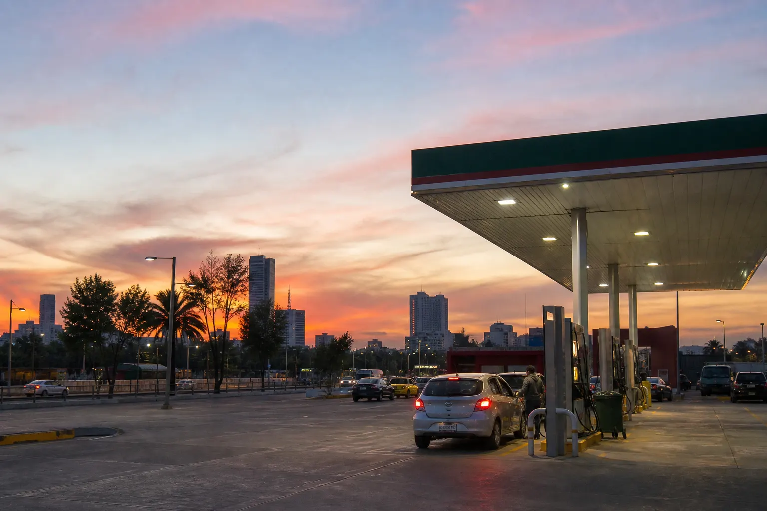 Tablero de precios de gasolina regular en una estación de servicio de la Ciudad de México