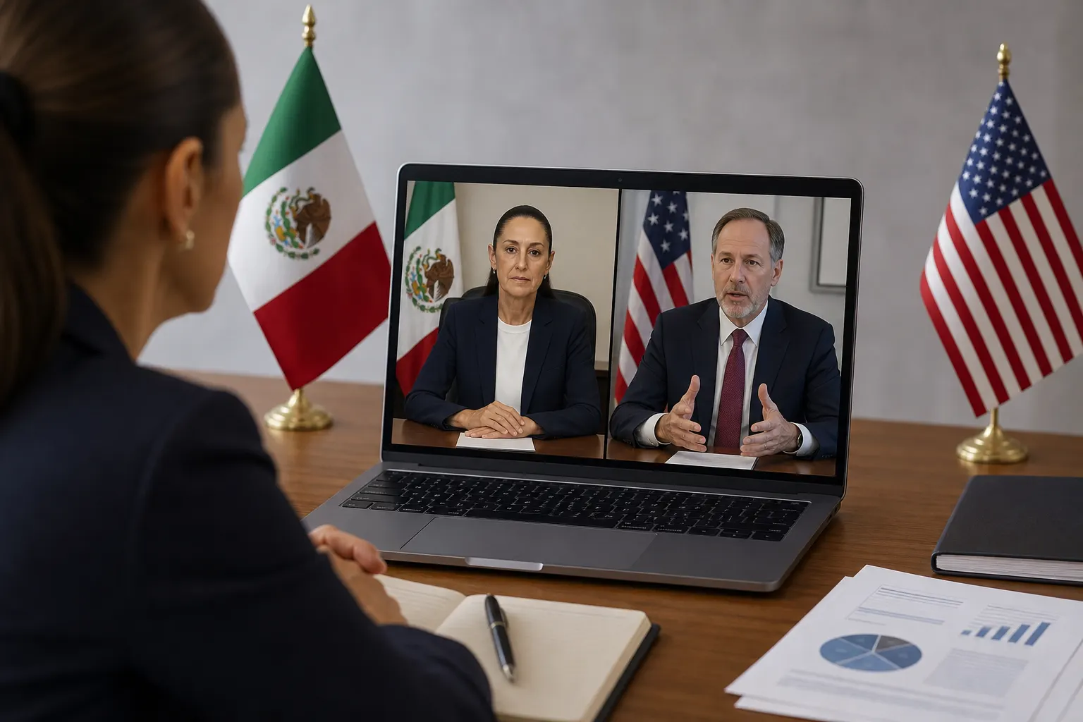 Videollamada entre Claudia Sheinbaum y Howard Lutnick durante la negociación comercial previa a la revisión del T-MEC