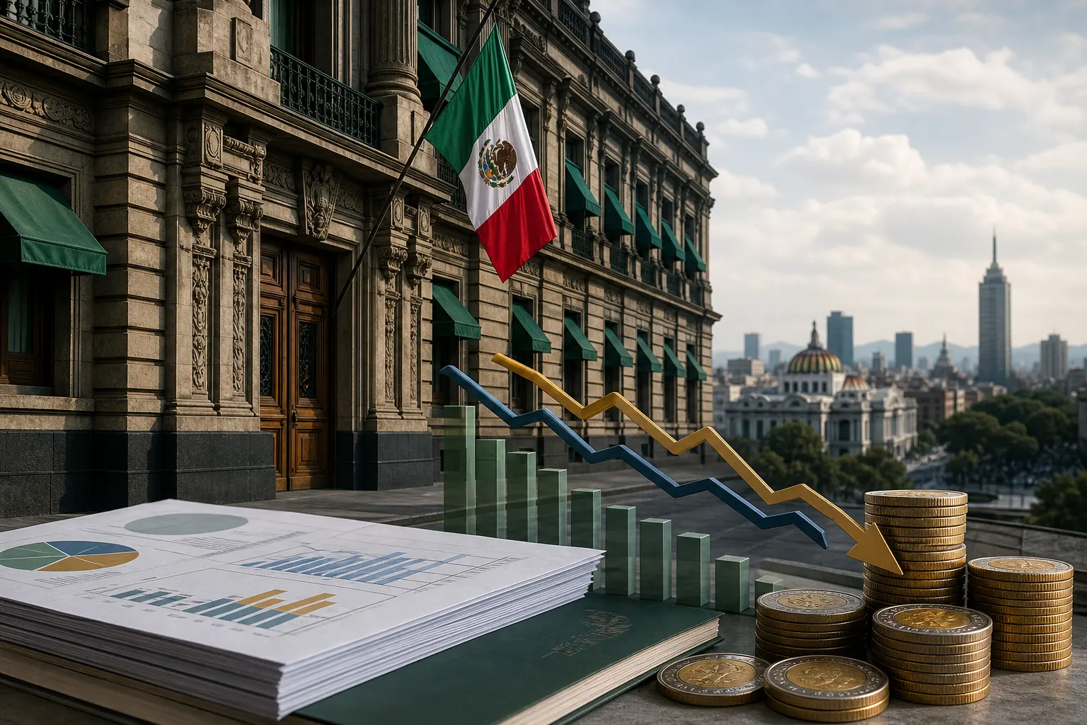 Documentos de Hacienda y gráficas sobre deuda y déficit de México rumbo al Paquete Económico 2027