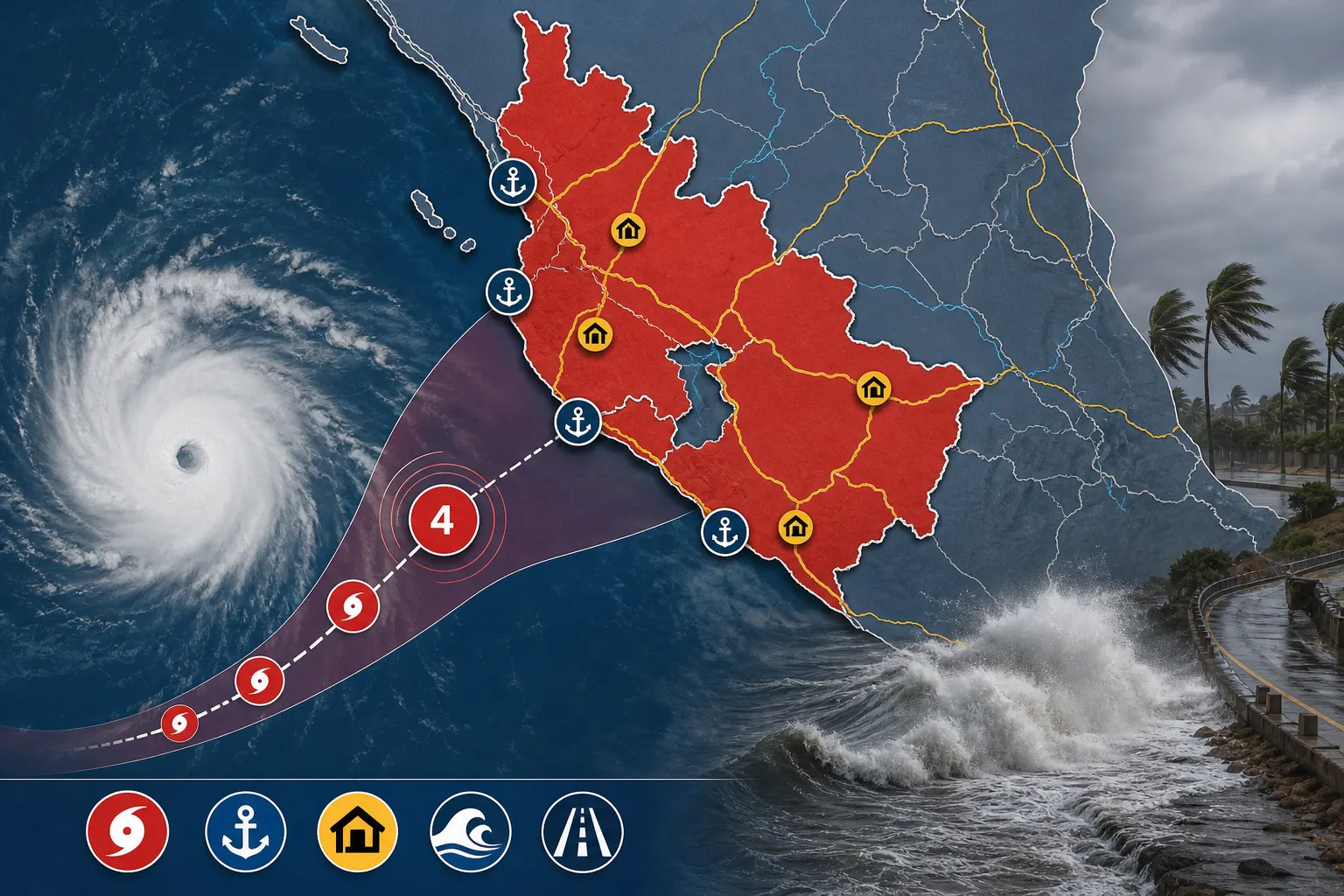 Huracán Simón México categoría 4: el tablero de impacto para municipios, puertos y actividades en el Pacífico