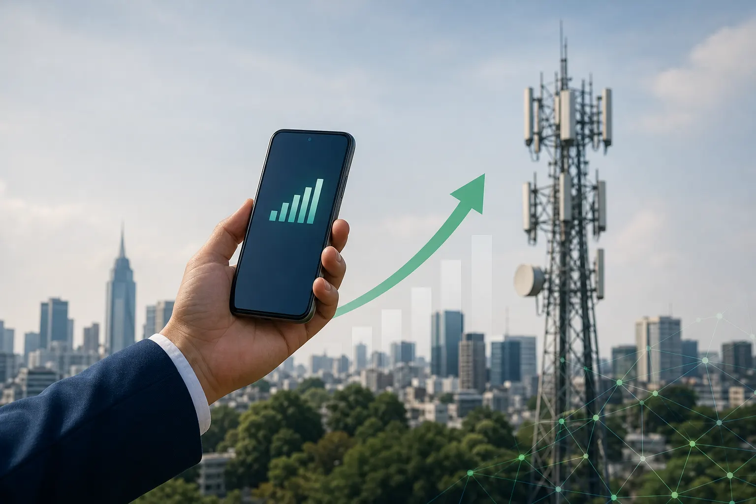 Antena de telecomunicaciones y teléfono móvil en Ciudad de México por la venta de Movistar México