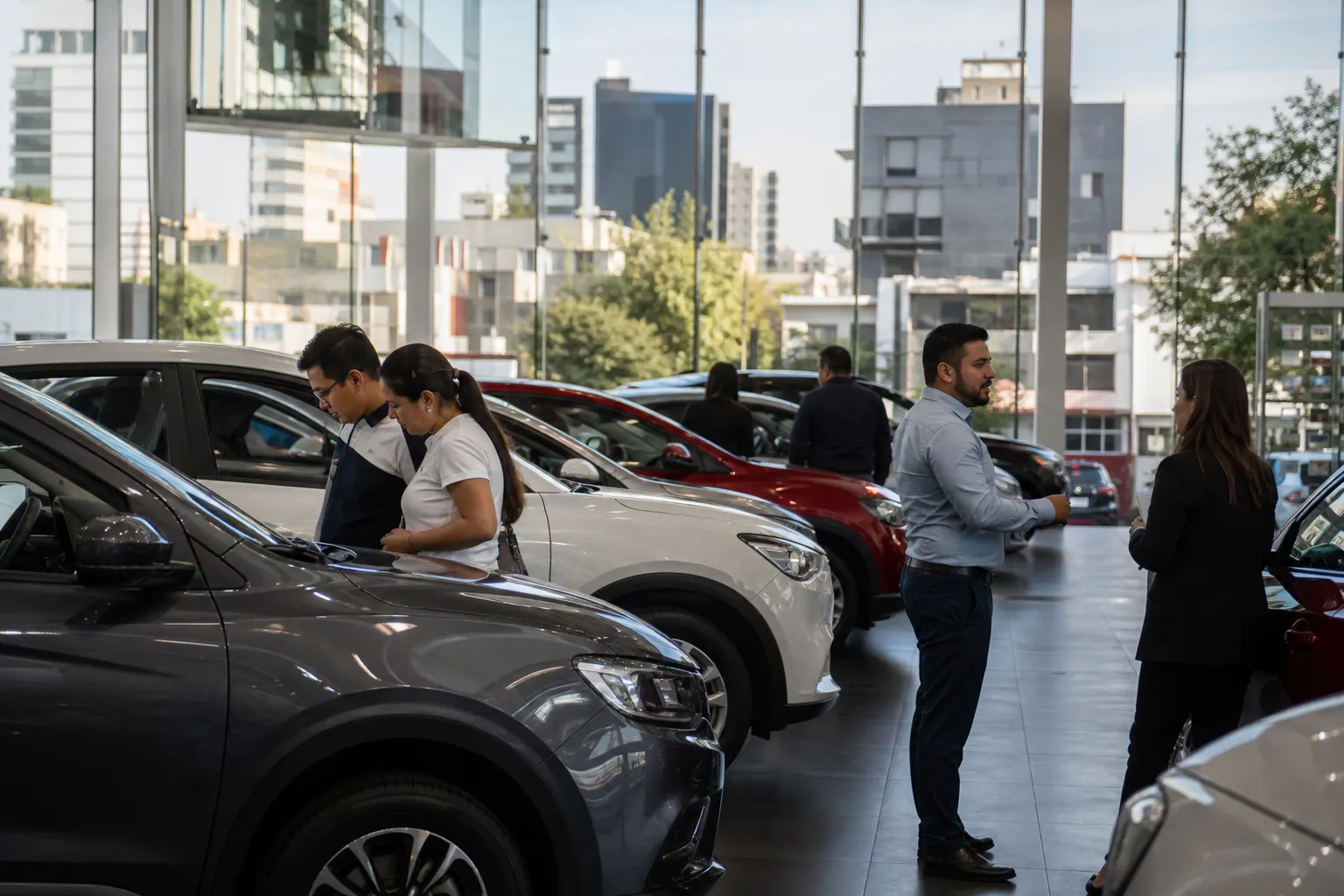 Vehículos ligeros nuevos en una agencia automotriz de la Ciudad de México